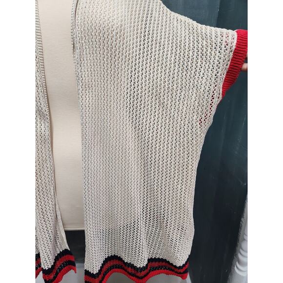 Lane Bryant Swimsuit Cover Up Summer Cardigan Size 14/20 Stripe Crochet Hooded - Picture 3 of 10